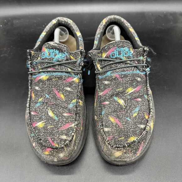 Hey Dude Mens Wally TRI 112504702 Black Printed Slip-On Loafer Shoes Size 12 - Picture 3 of 8